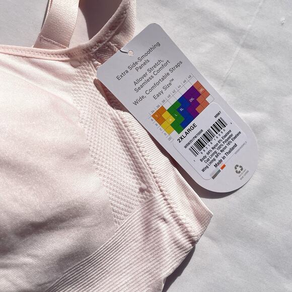 Warners Underarm Smoothing Wireless Comfort Bra Seamless Stretch 2XL Pink Padded - Picture 2 of 5